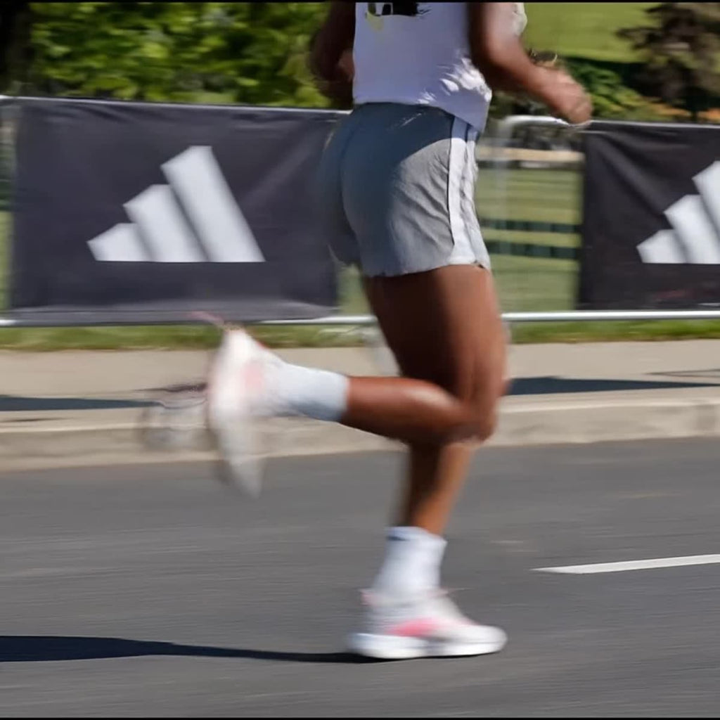 Adidas Women's Adizero Pacer Shoes - Grey One / Bliss Pink / Core White - Image 2