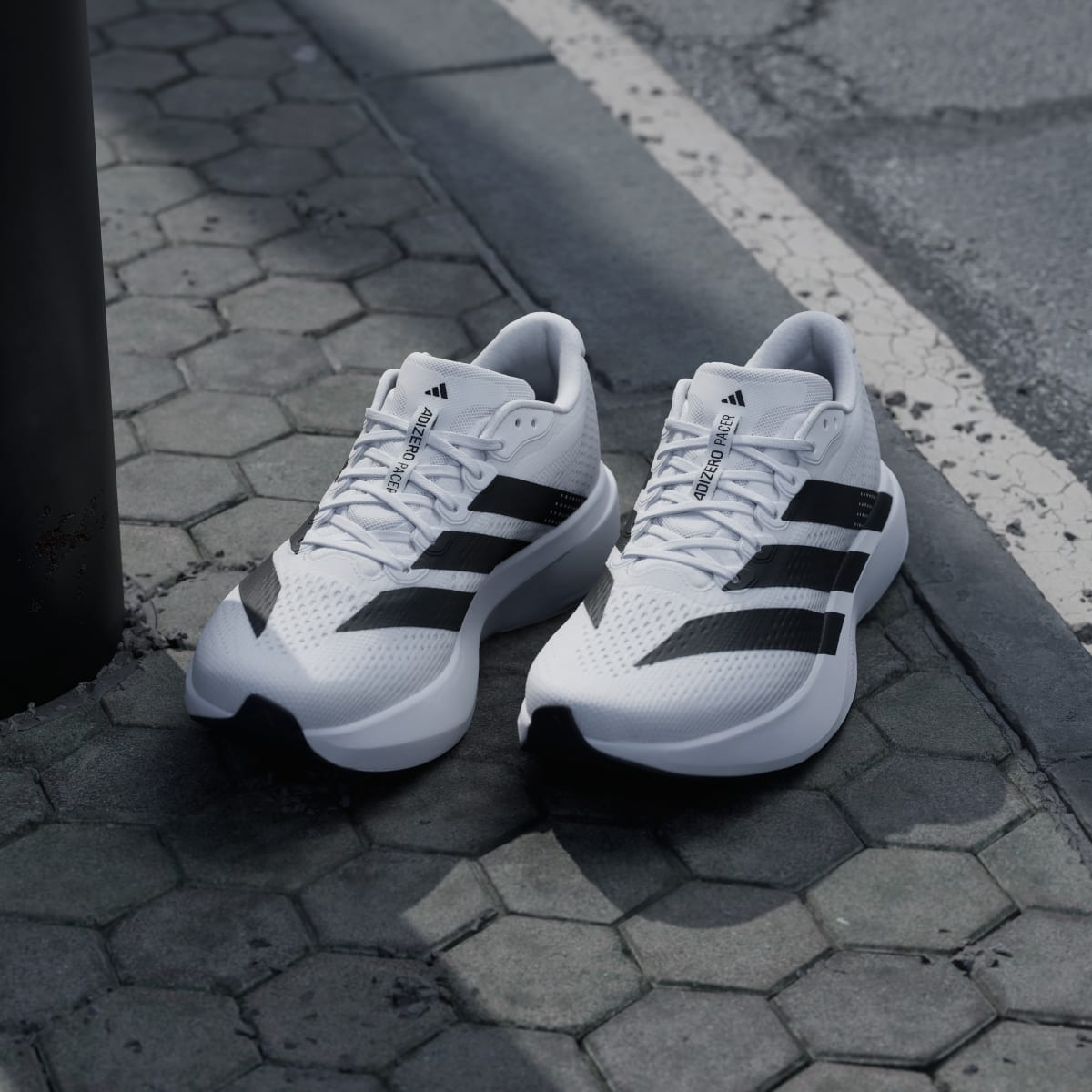 Adidas Men's Adizero Pacer Shoes - Cloud White / Core Black / Crystal White - Image 5