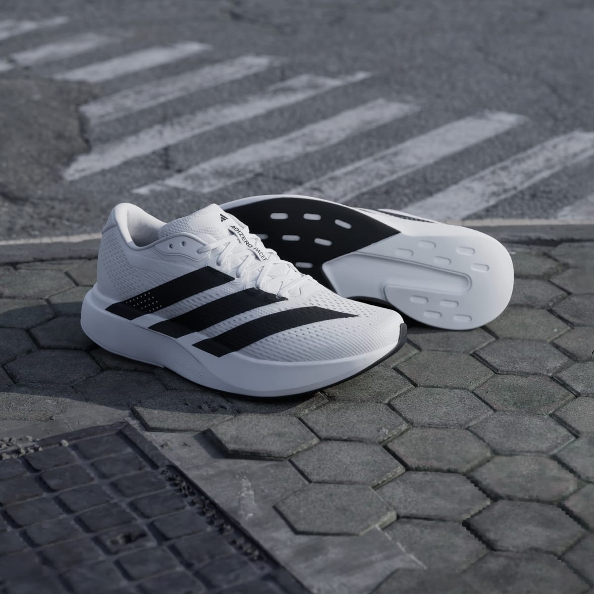 Adidas Men's Adizero Pacer Shoes - Cloud White / Core Black / Crystal White - Image 8
