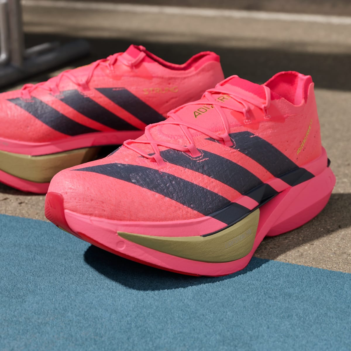 Adidas Men's Adizero Prime X3 Strung Shoes - Solar Turbo / Grey Six / Lucid Red - Image 9