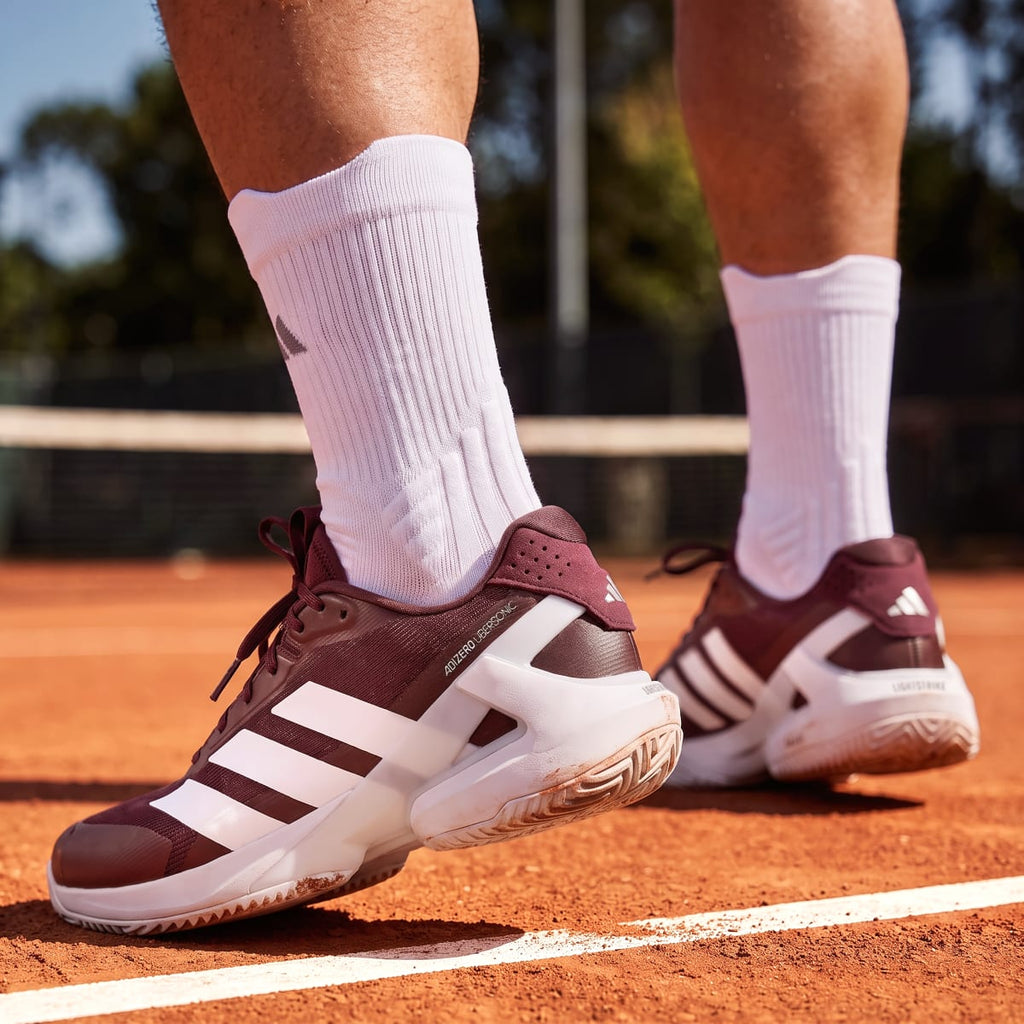 Adidas Men's Adizero Ubersonic 5 Clay Tennis Shoes - Maroon / Silver Metallic / Core Black - Image 6