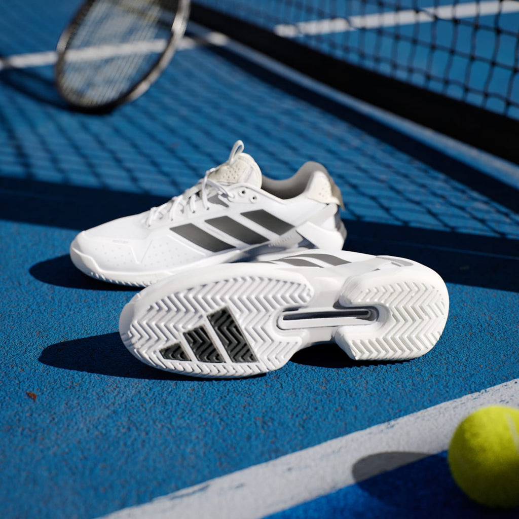 Adidas Men's Adizero Ubersonic 5 Tennis Shoes - Cloud White / Core Black / Silver Metallic - Image 4