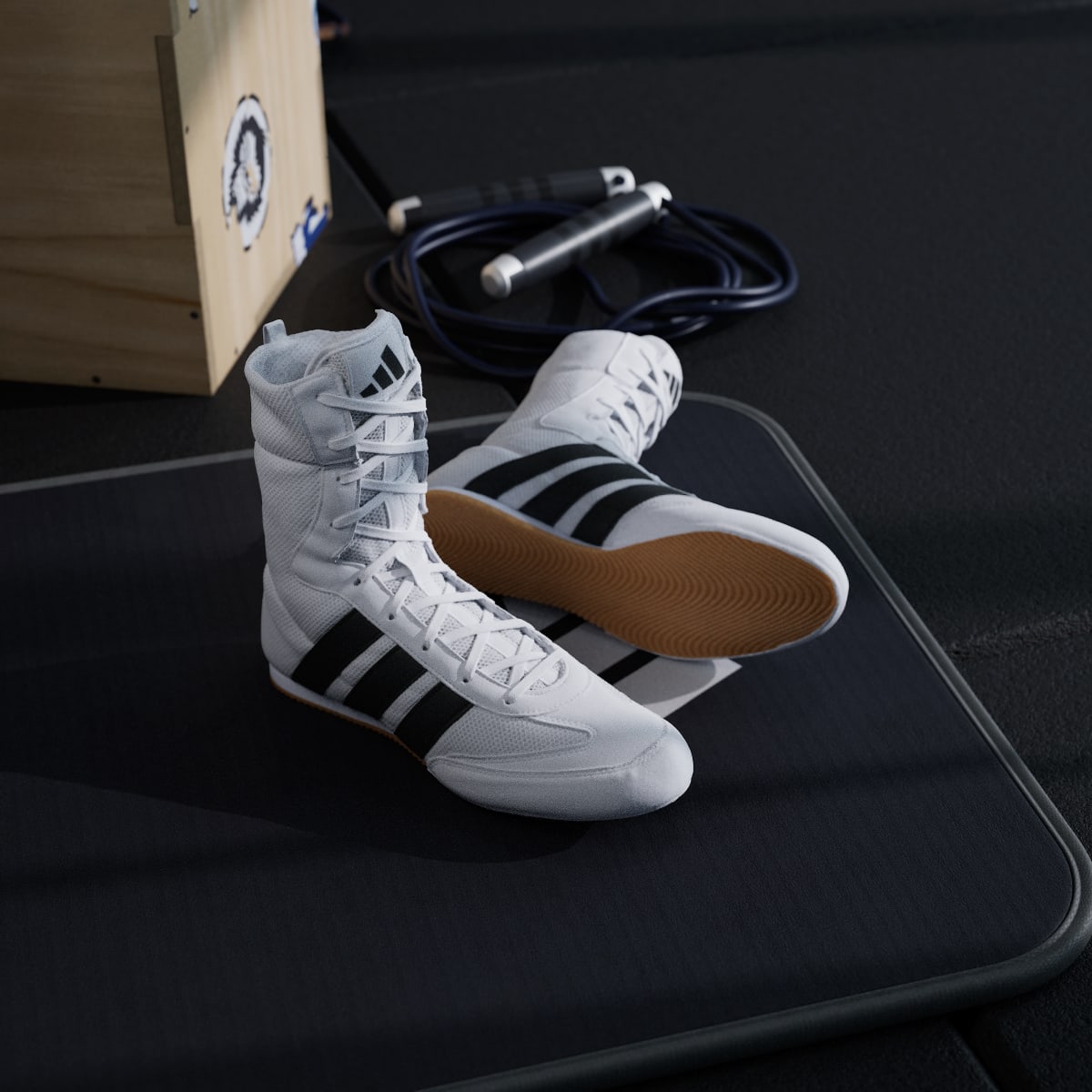 Adidas Men's BOX HOG CLASSIC Shoes - Cloud White / Core Black / Cloud White - Image 8