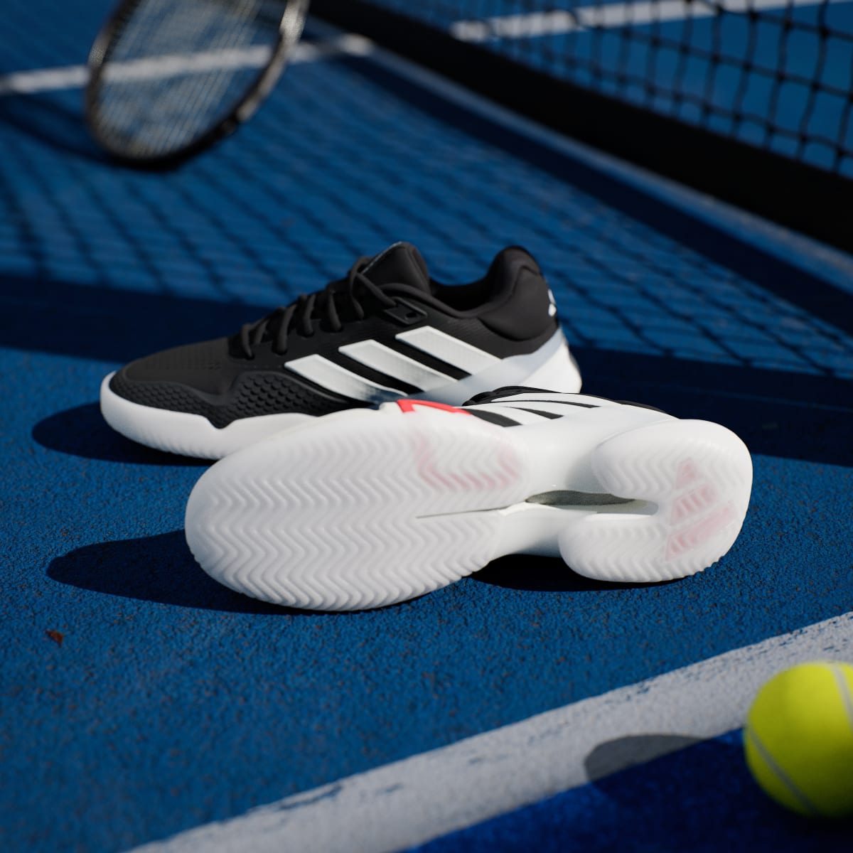 Adidas Men's Barricade 14 Tennis Shoes - Core Black / Zero Metalic / Lucid Red - Image 4