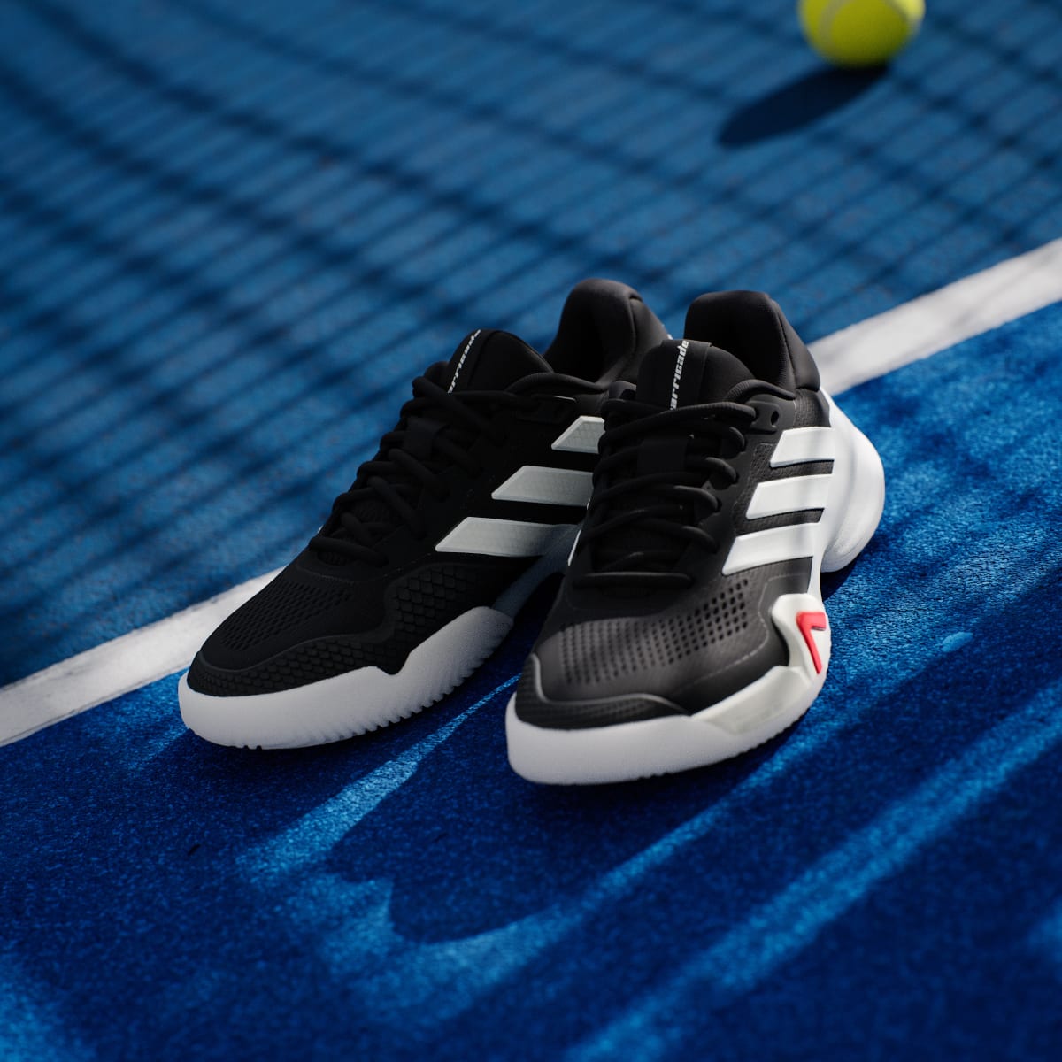 Adidas Men's Barricade 14 Tennis Shoes - Core Black / Zero Metalic / Lucid Red - Image 5