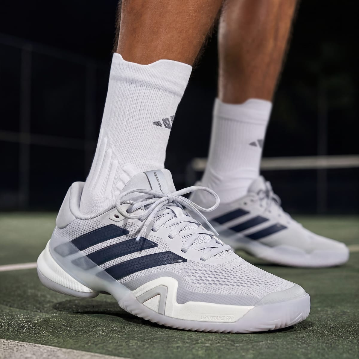 Adidas Men's Barricade 14 Tennis Shoes - Dash Grey / Aurora Ink / Cloud White - Image 4
