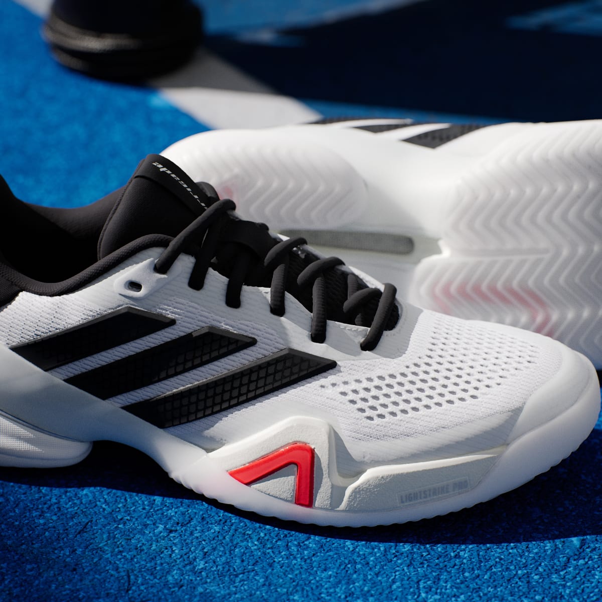 Adidas Men's Barricade 14 Tennis Shoes - Cloud White / Core Black / Lucid Red - Image 11