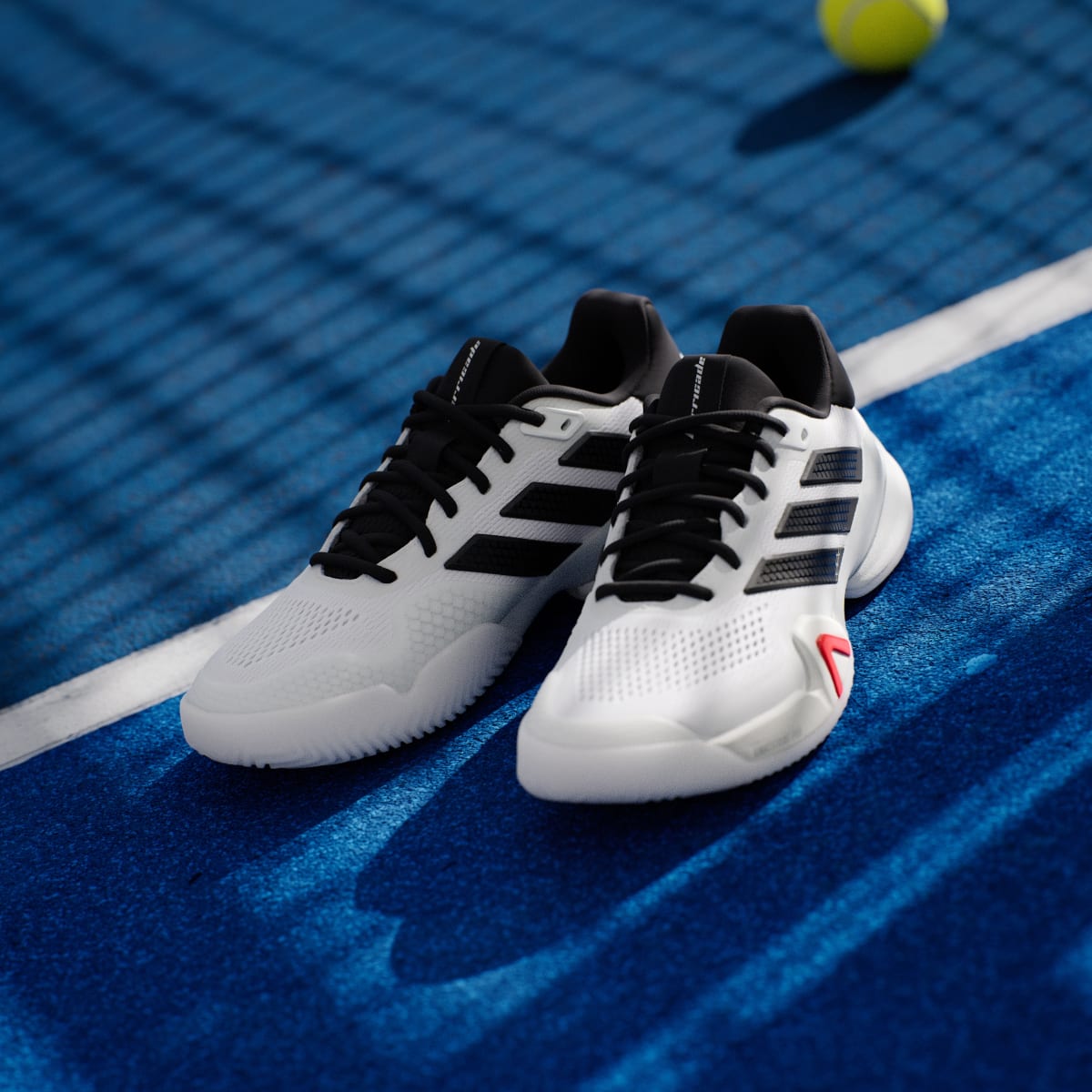 Adidas Men's Barricade 14 Tennis Shoes - Cloud White / Core Black / Lucid Red - Image 5