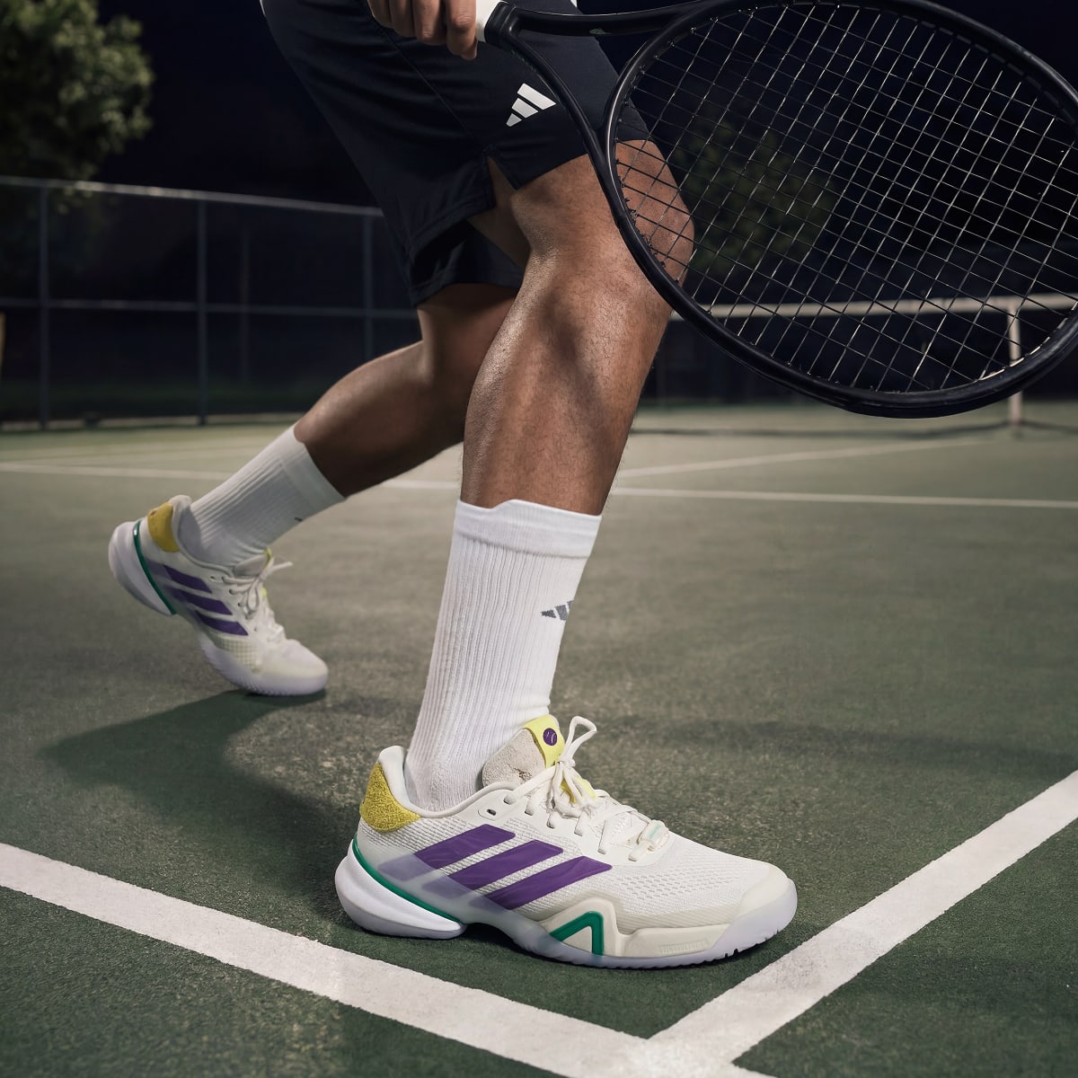 Adidas Men's Barricade 14 Tennis Shoes - Off White / Active Purple / Cloud White - Image 6