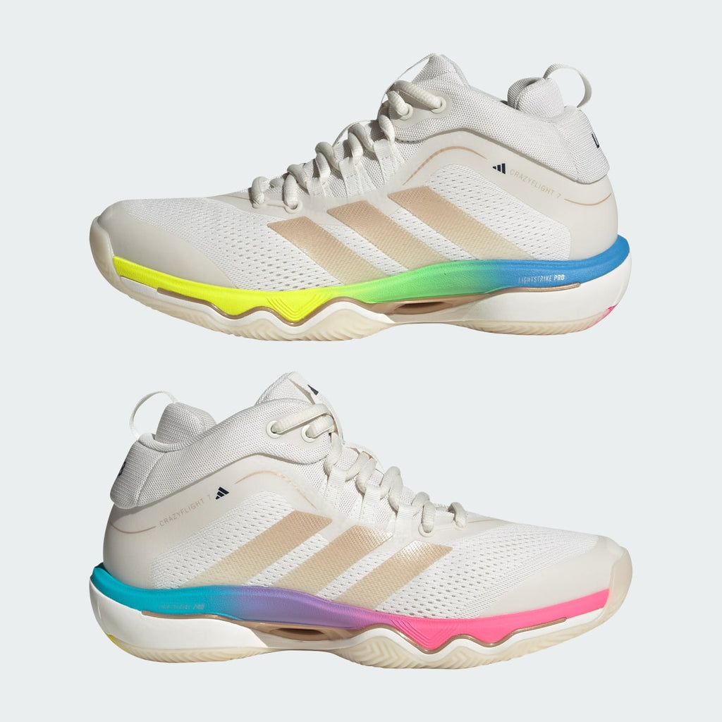 Adidas Women's CRAZYFLIGHT 7 Shoes - Core White / Rose Gold Metallic / Dark Blue - Image 9