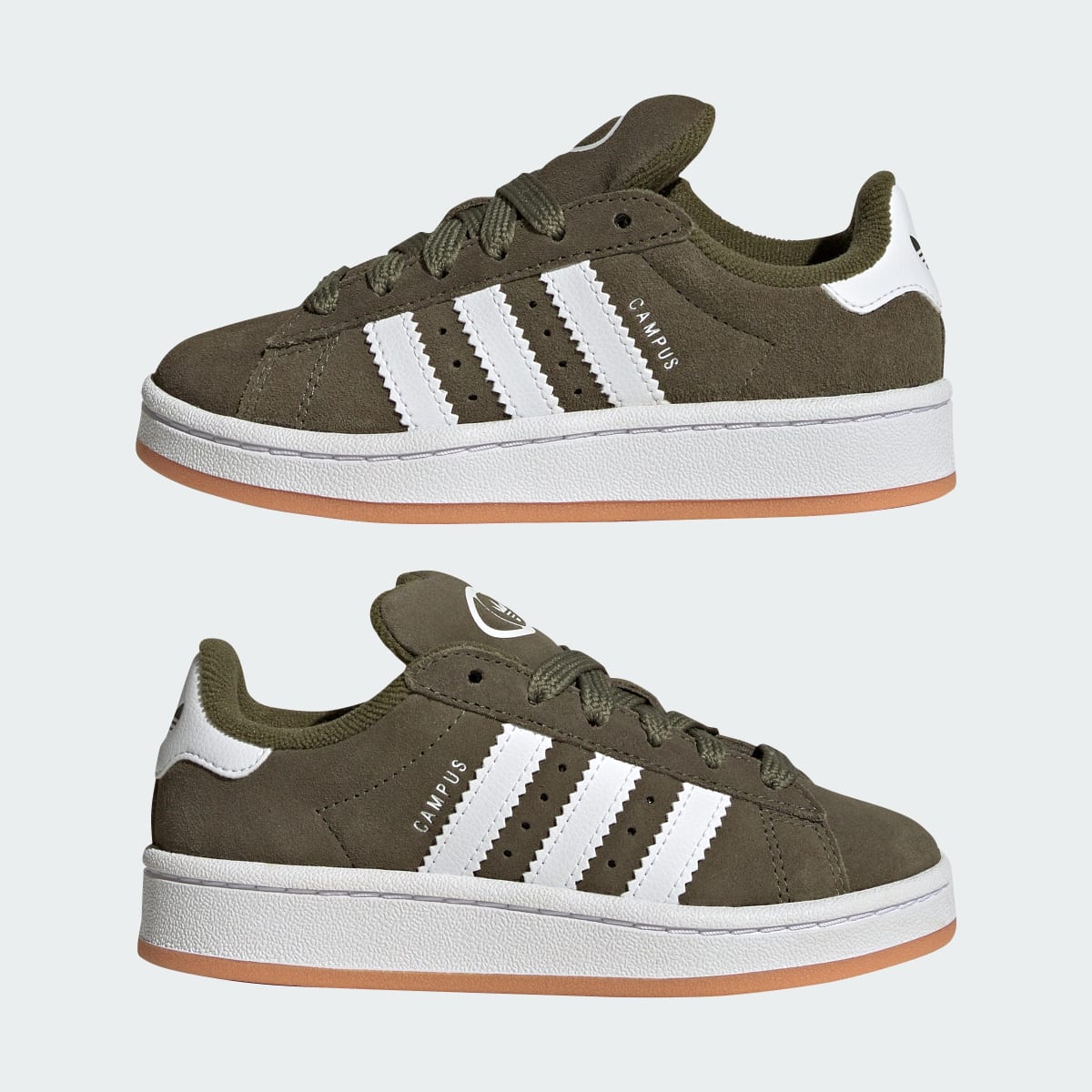 Adidas Kids' Campus 00s Shoes - Olive Strata / Cloud White / Gum - Image 7