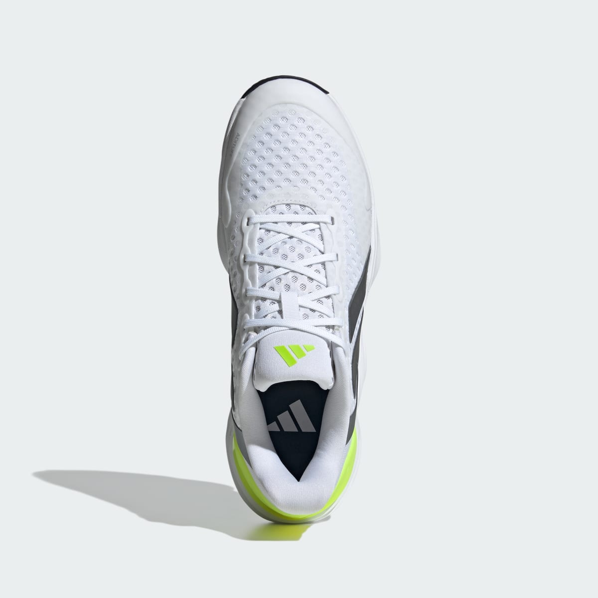 Adidas Men's Court Pickleball 2 Shoes - Cloud White / Tech Grey Metallic / Lucid Lemon - Image 2