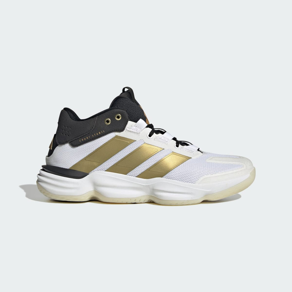 Adidas Men's Court Stabil Indoor Shoes - Cloud White / Gold Metallic / Core Black - Image 1