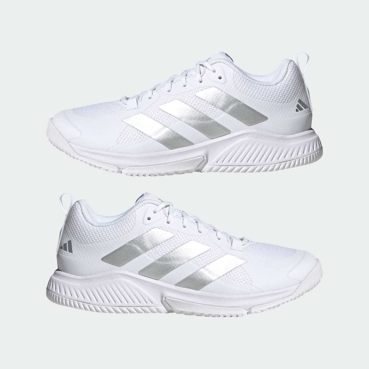 Adidas Women's Court Team Bounce 2.0 Shoes - Cloud White / Silver Metallic / Grey One - Image 7