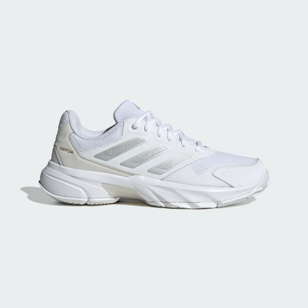 Adidas Women's Courtjam Control 3 Tennis Shoes - Cloud White / Silver Metallic / Grey One - Image 1