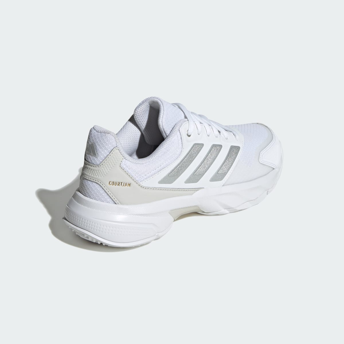 Adidas Women's Courtjam Control 3 Tennis Shoes - Cloud White / Silver Metallic / Grey One - Image 5