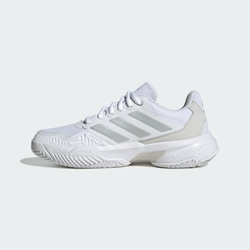 Adidas Women's Courtjam Control 3 Tennis Shoes - Cloud White / Silver Metallic / Grey One - Image 6