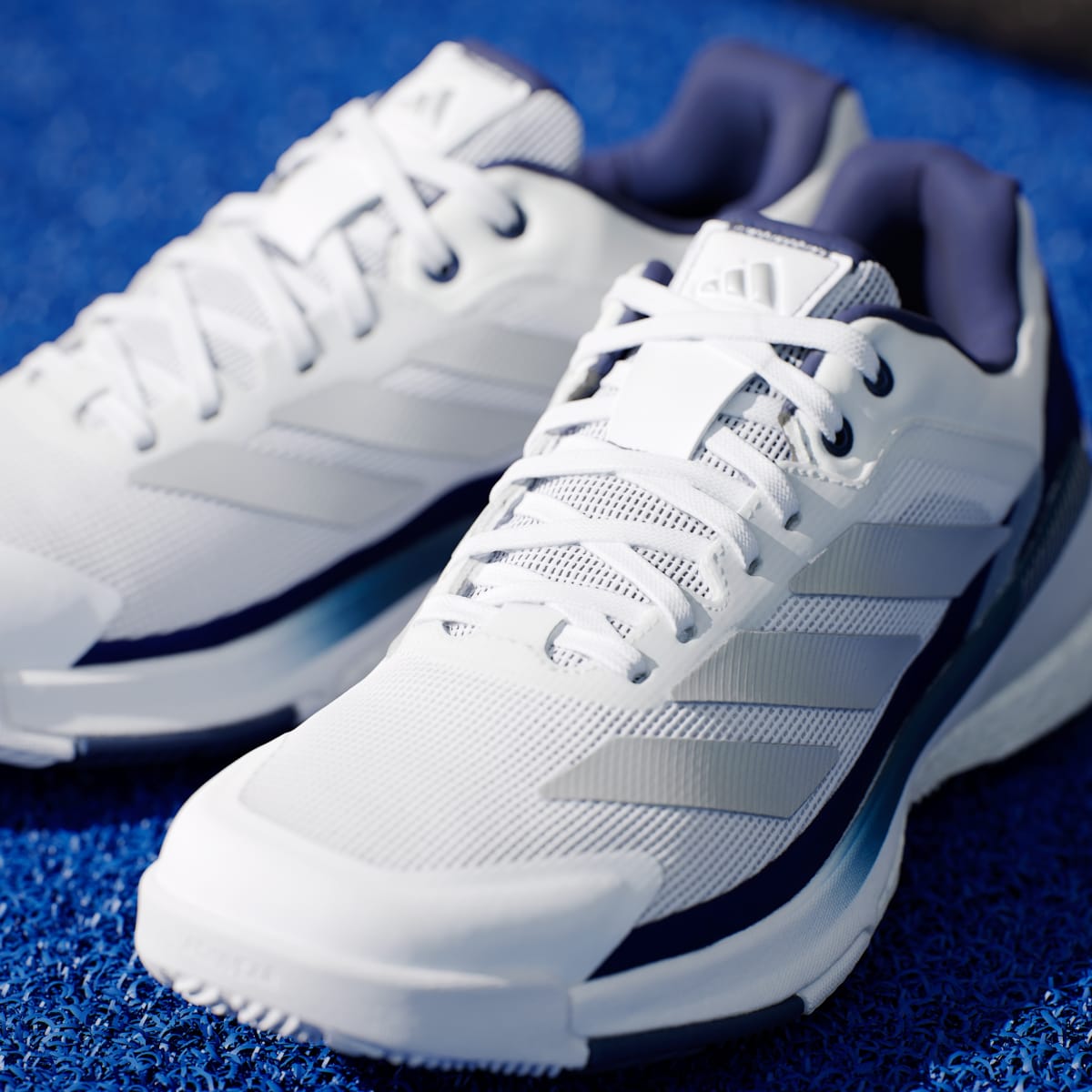 Adidas Men's Crazyquick BOOST Padel Shoes - Cloud White / Silver Metallic / Dark Blue - Image 10