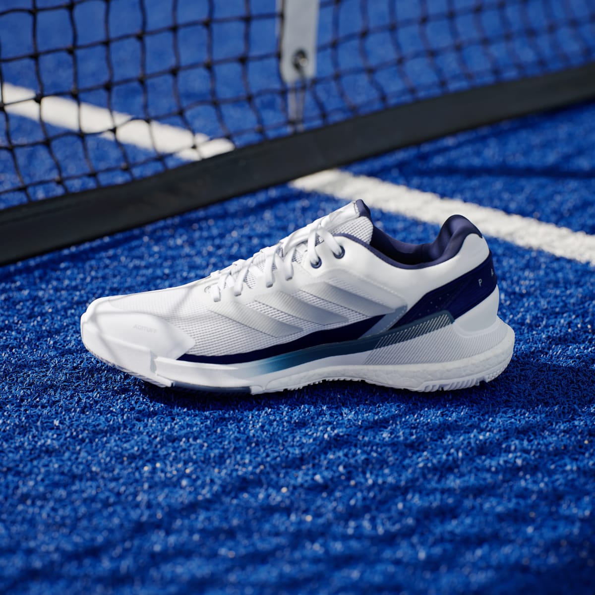 Adidas Men's Crazyquick BOOST Padel Shoes - Cloud White / Silver Metallic / Dark Blue - Image 7