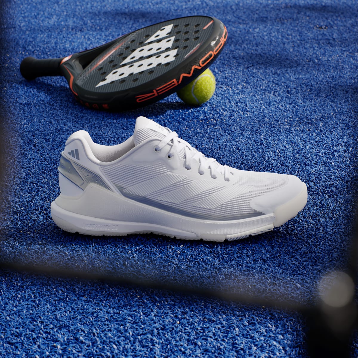 Adidas Women's Crazyquick Lightstrike Padel Shoes - Cloud White / Cloud White / Zero Metalic - Image 3