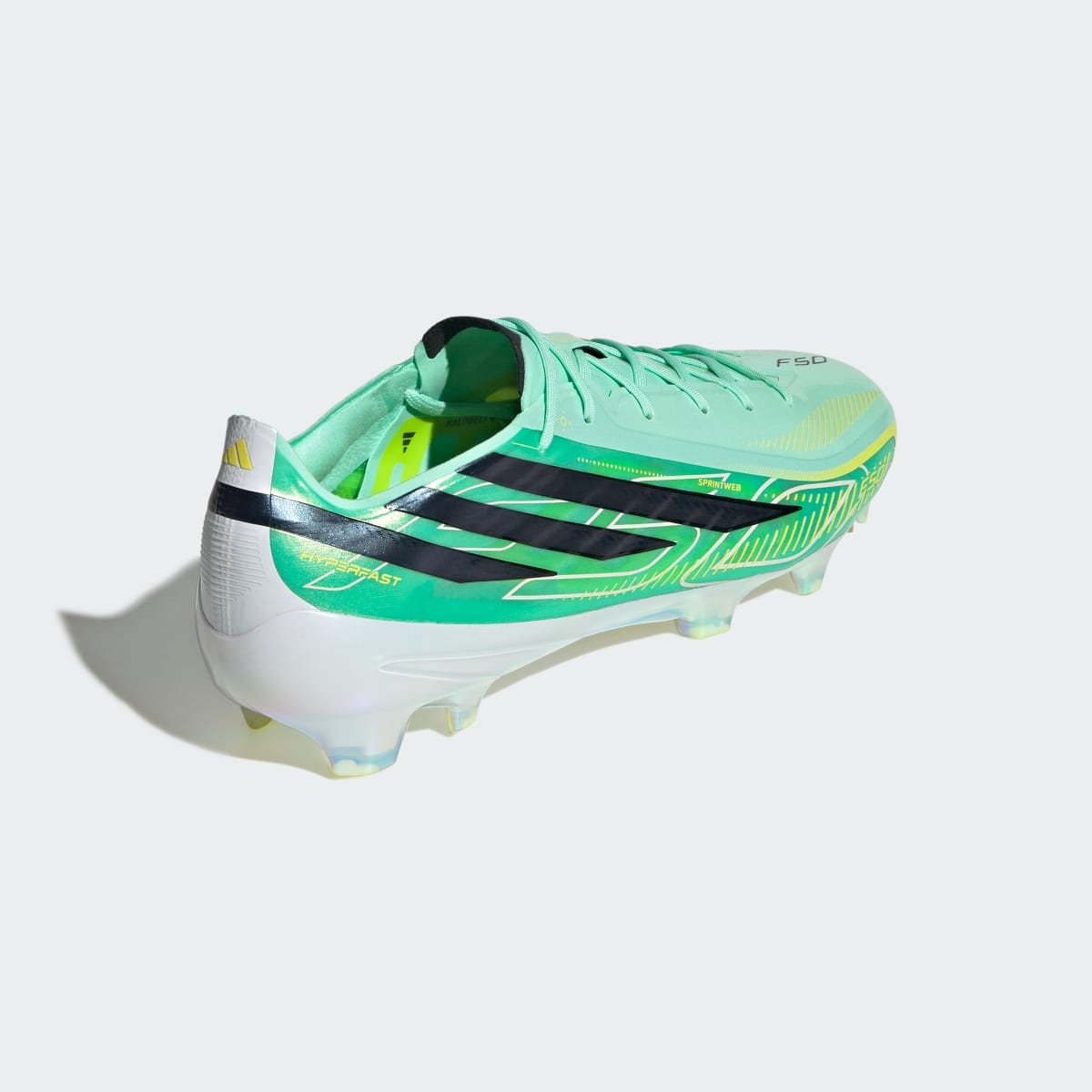 Adidas Men's F50 HYPERFAST ELITE Firm Ground Soccer Cleats - Pulse Mint / Core Black / Solar Lemon - Image 6