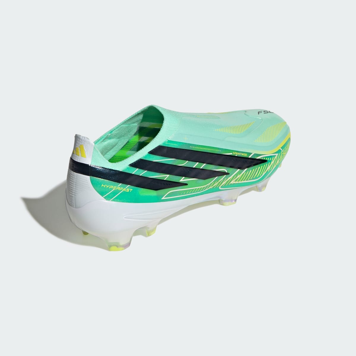 Adidas Women's F50 HYPERFAST ELITE Laceless Firm Ground Cleats - Pulse Mint / Core Black / Solar Lemon - Image 6