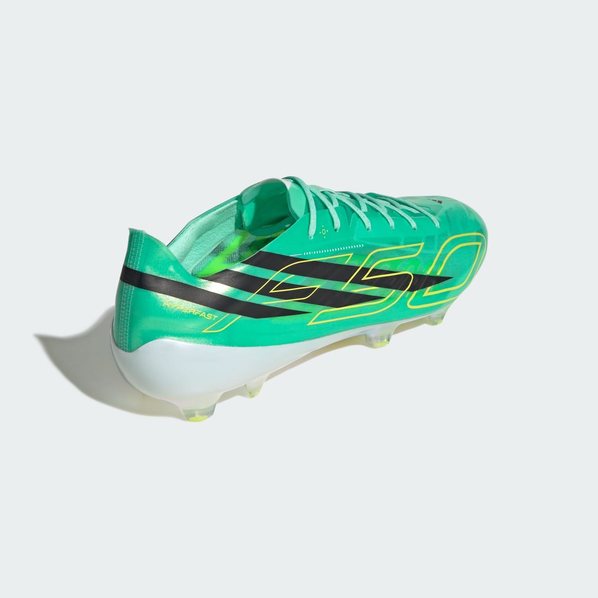 Adidas Men's F50 HYPERFAST EVO Firm Ground Soccer Cleats - Pulse Mint / Core Black / Solar Lemon - Image 6