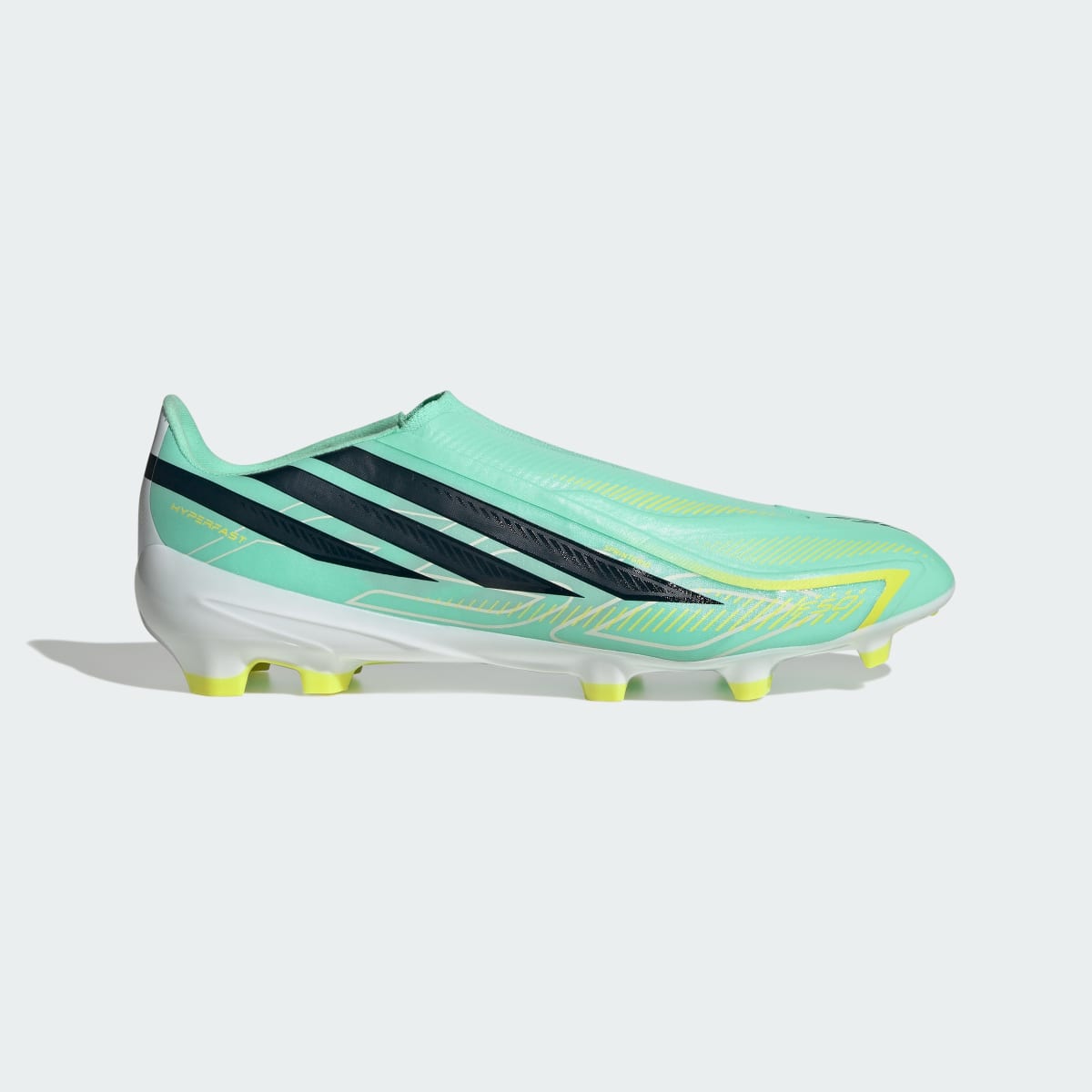 Adidas Women's F50 HYPERFAST LEAGUE Laceless Firm Ground Soccer Cleats - Pulse Mint / Night Navy / Solar Lemon - Image 2