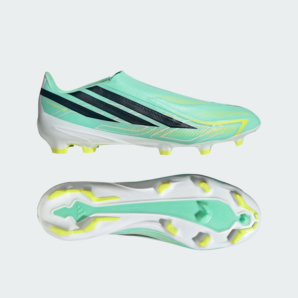 Adidas Women's F50 HYPERFAST LEAGUE Laceless Firm Ground Soccer Cleats - Pulse Mint / Night Navy / Solar Lemon - Image 1
