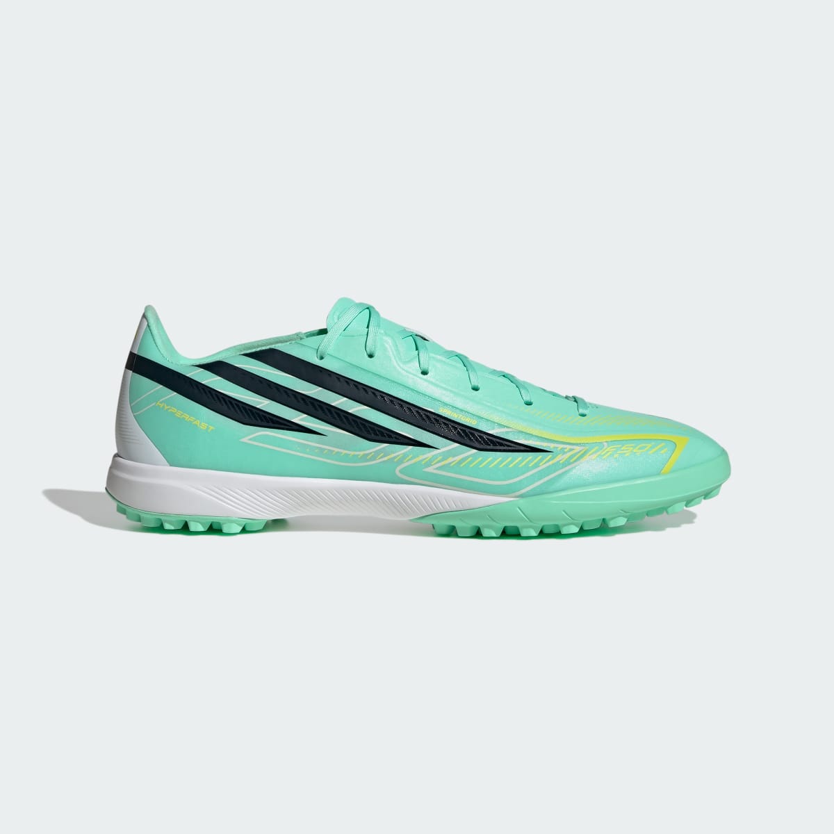 Adidas Women's F50 HYPERFAST LEAGUE Turf Soccer Shoes - Pulse Mint / Night Navy / Solar Lemon - Image 2