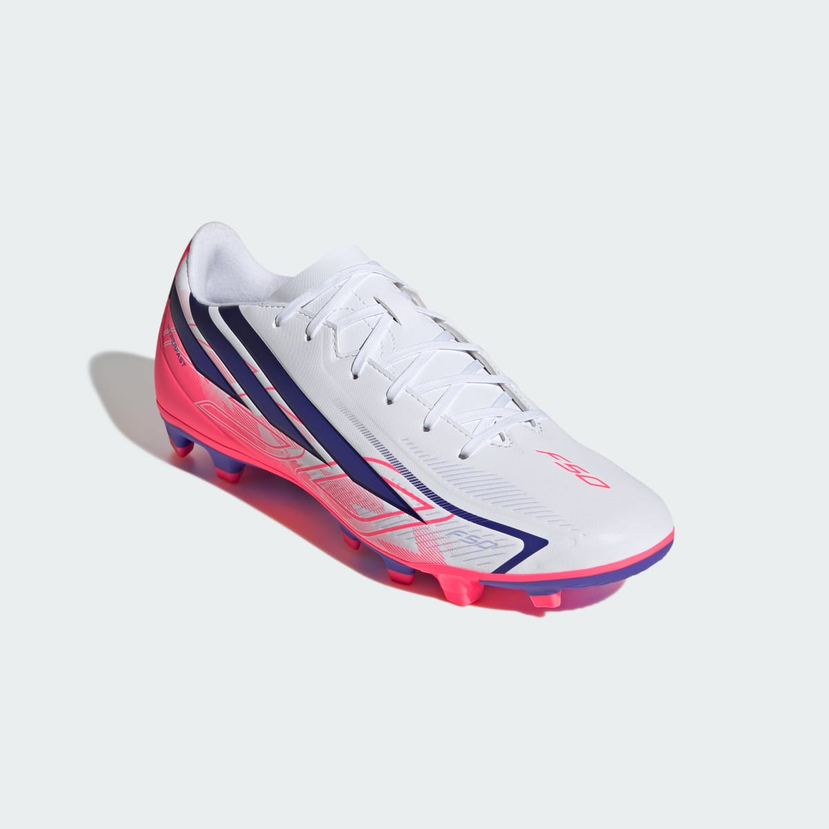 Adidas Women's F50 Hyperfast Club Firm Ground / Multi Ground Soccer Cleats - Cloud White / Solar Purple / Solar Turbo - Image 5