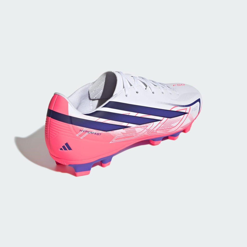 Adidas Women's F50 Hyperfast Club Firm Ground / Multi Ground Soccer Cleats - Cloud White / Solar Purple / Solar Turbo - Image 6