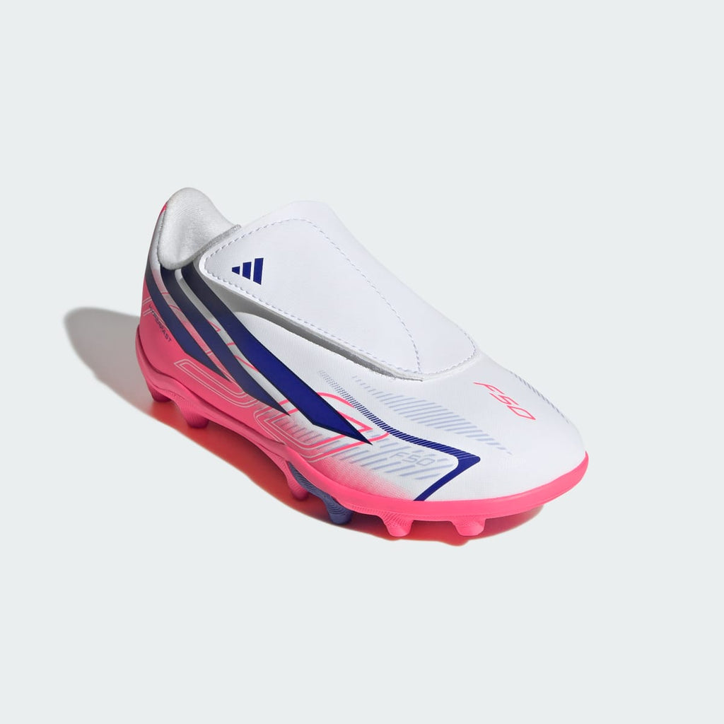 Adidas Kids' F50 Hyperfast Club Velcro Firm Ground / Multi Ground Soccer Cleats Children - Cloud White / Solar Purple / Solar Turbo - Image 7