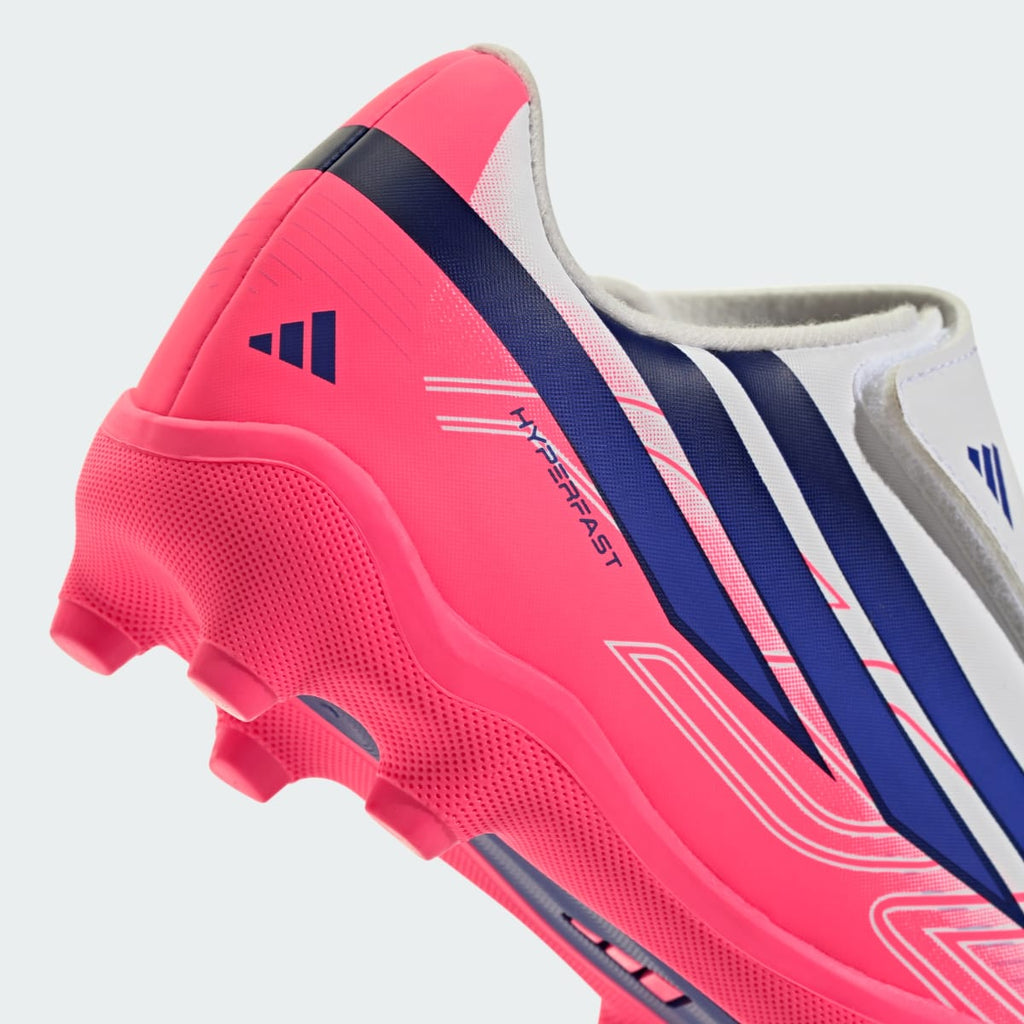 Adidas Kids' F50 Hyperfast Club Velcro Firm Ground / Multi Ground Soccer Cleats Children - Cloud White / Solar Purple / Solar Turbo - Image 12