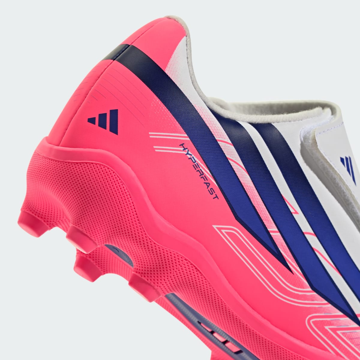 Adidas Kids' F50 Hyperfast Club Velcro Firm Ground / Multi Ground Soccer Cleats Children - Cloud White / Solar Purple / Solar Turbo - Image 12