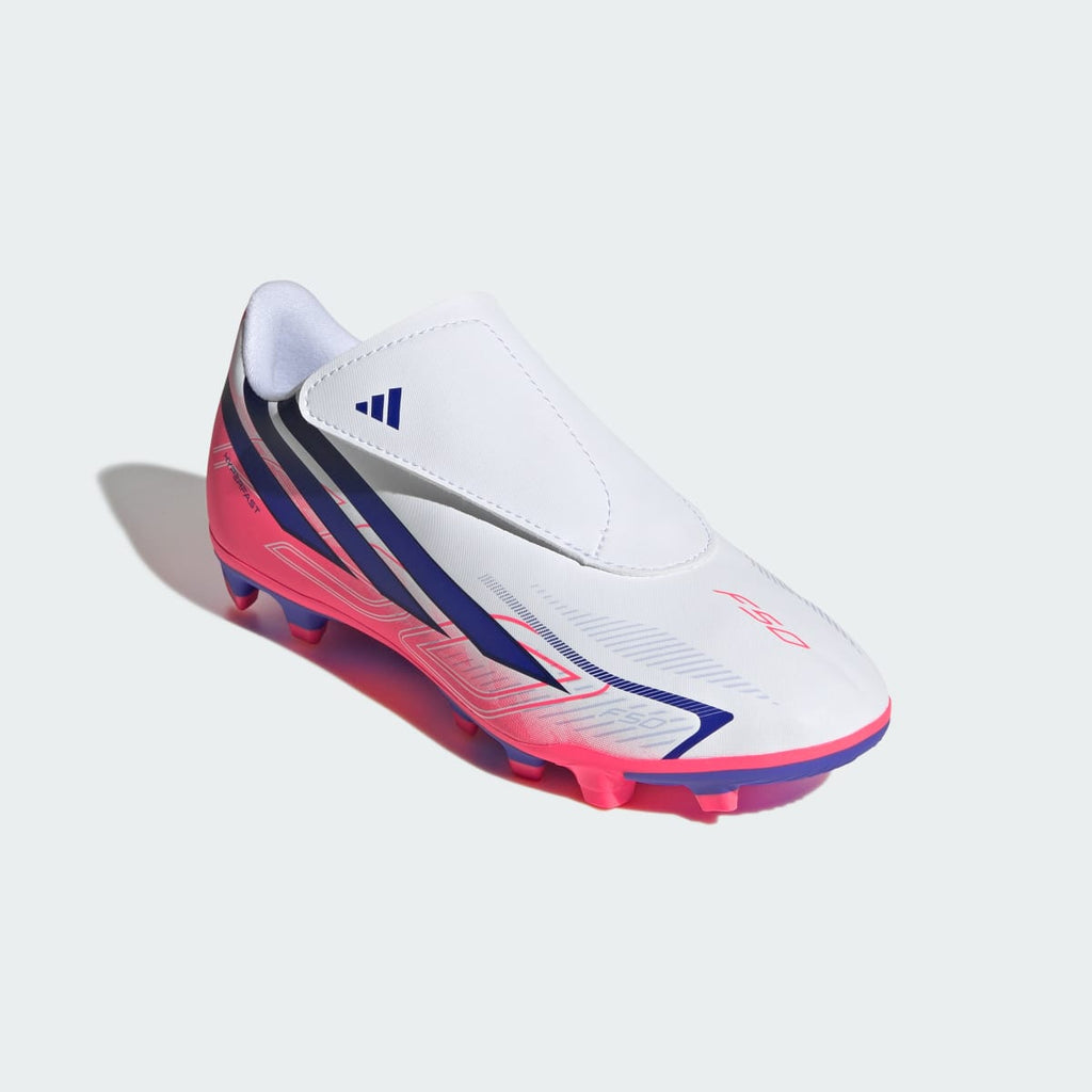 Adidas Kids' F50 Hyperfast Club Velcro Firm Ground / Multi Ground Soccer Cleats Kids - Cloud White / Solar Purple / Solar Turbo - Image 7