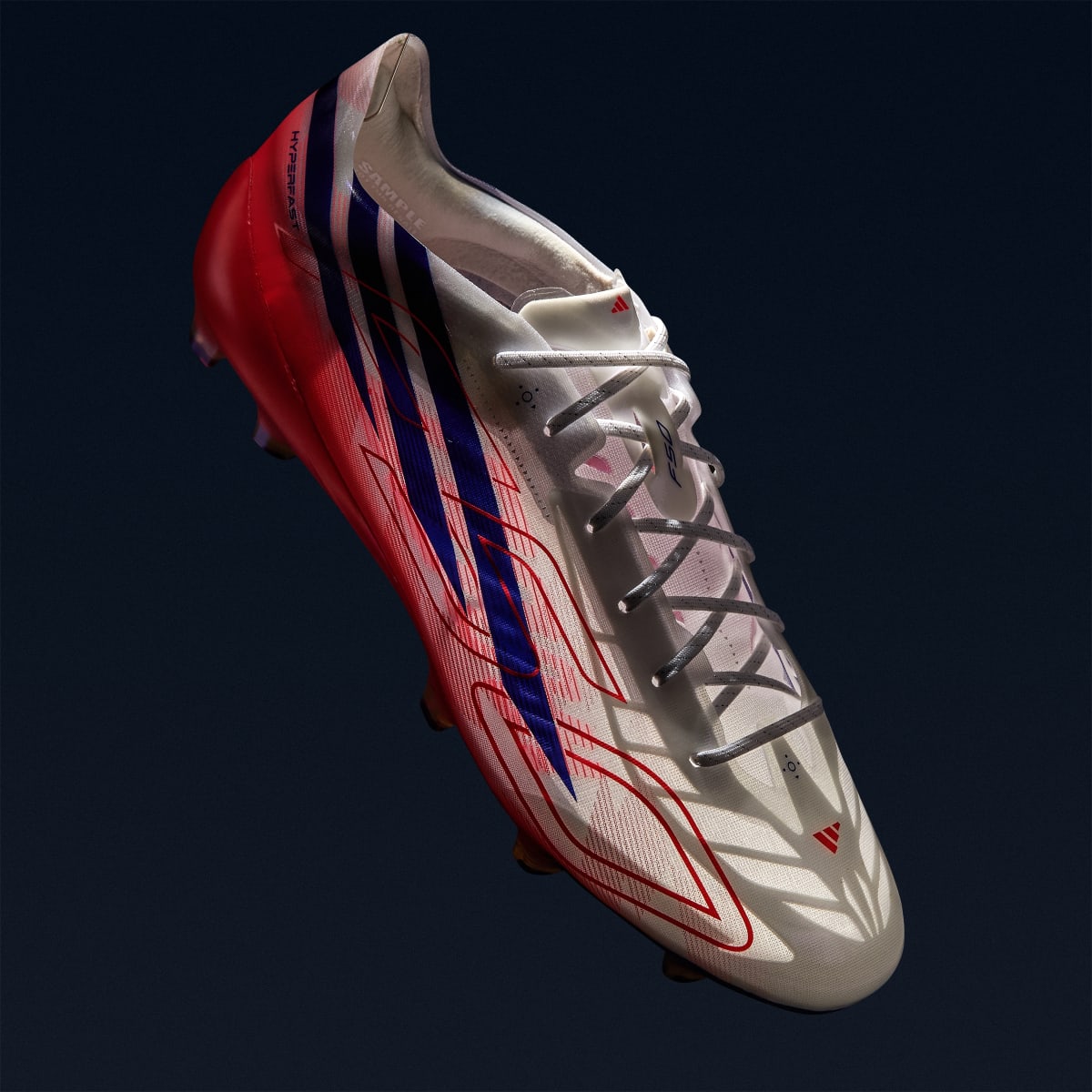 Adidas Women's F50 Hyperfast EVO Firm Ground Soccer Cleats - Cloud White / Solar Purple / Solar Turbo - Image 2
