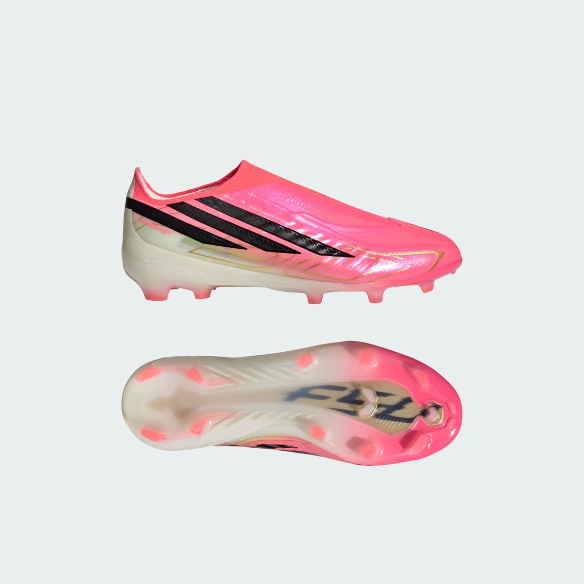 Adidas Kids' F50 Hyperfast Elite Laceless Firm Ground Soccer Cleats Kids - Solar Turbo / Core Black / Gold Metallic - Image 1