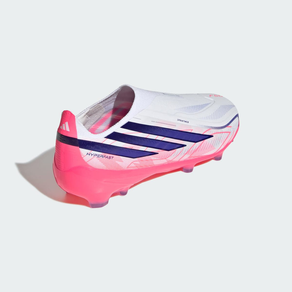 Adidas Kids' F50 Hyperfast Elite Laceless Firm Ground Soccer Cleats Kids - Cloud White / Solar Purple / Solar Turbo - Image 6