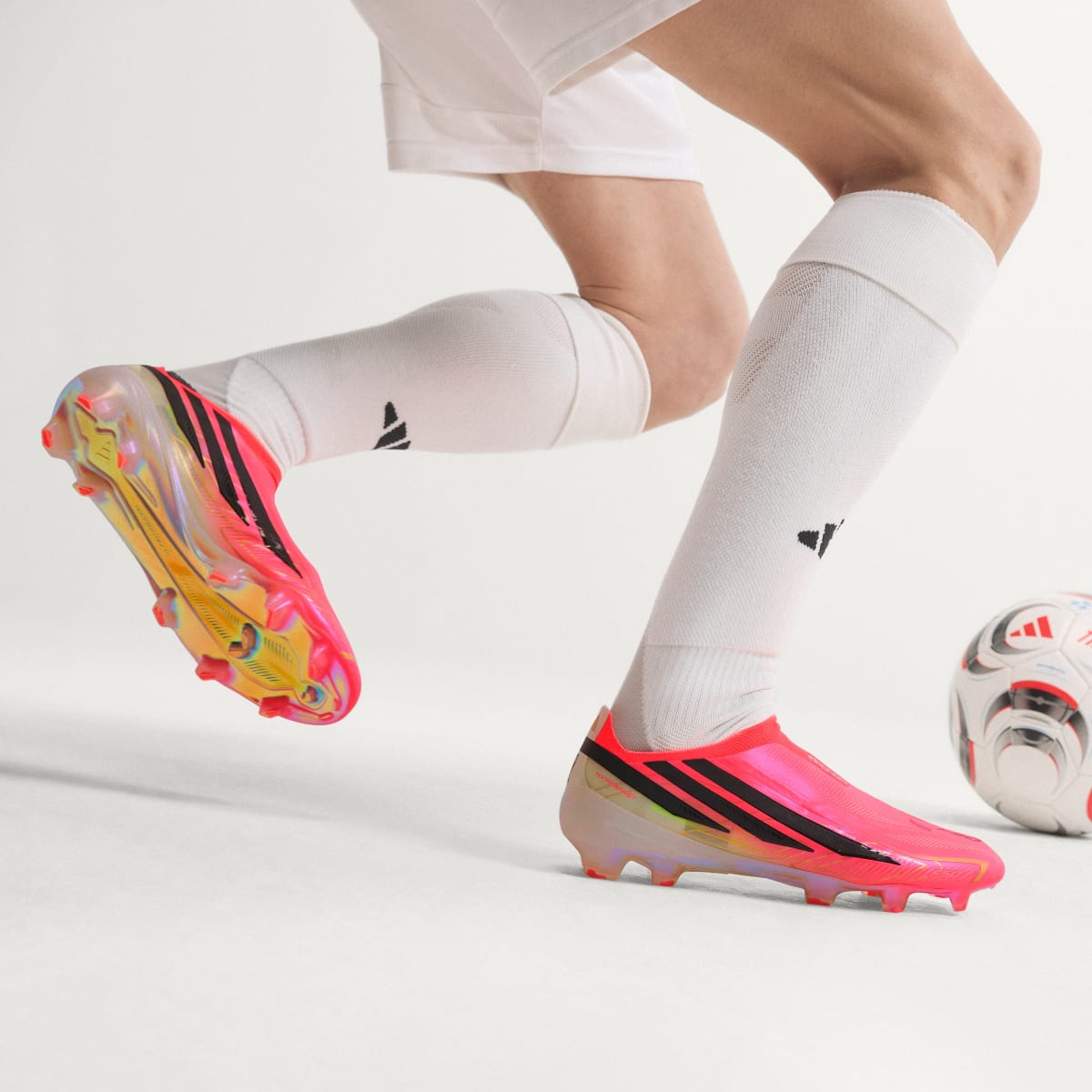 Adidas Women's F50 Hyperfast Elite Laceless Firm Ground Soccer Cleats - Solar Turbo / Core Black / Gold Metallic - Image 7