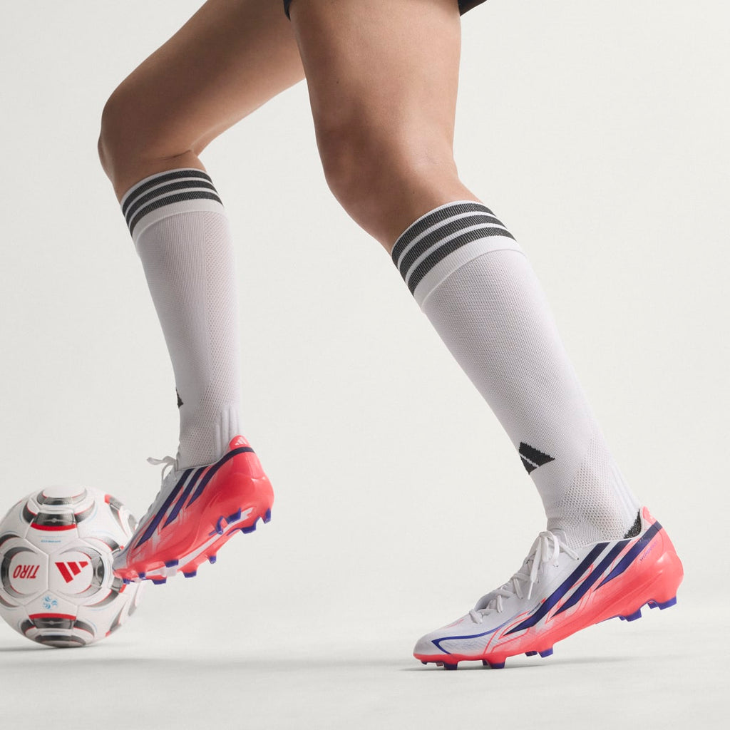 Adidas Women's F50 Hyperfast League Firm Ground Soccer Cleats - Cloud White / Solar Purple / Solar Turbo - Image 2