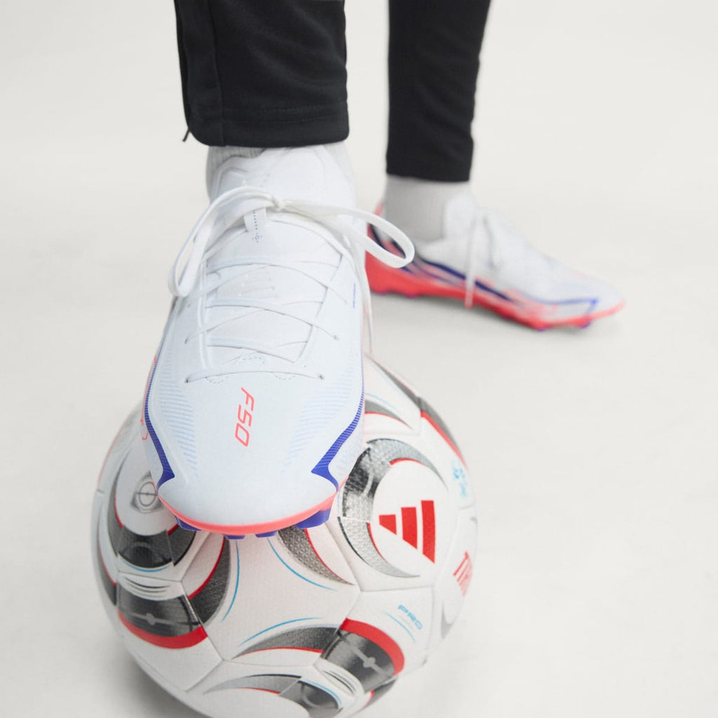 Adidas Women's F50 Hyperfast League Firm Ground Soccer Cleats - Cloud White / Solar Purple / Solar Turbo - Image 5