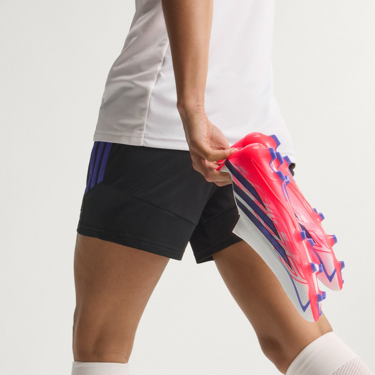 Adidas Women's F50 Hyperfast League Laceless Firm Ground Soccer Cleats - Cloud White / Solar Purple / Solar Turbo - Image 9