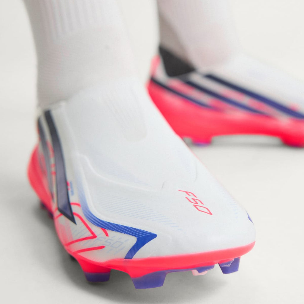 Adidas Women's F50 Hyperfast League Laceless Firm Ground Soccer Cleats - Cloud White / Solar Purple / Solar Turbo - Image 5