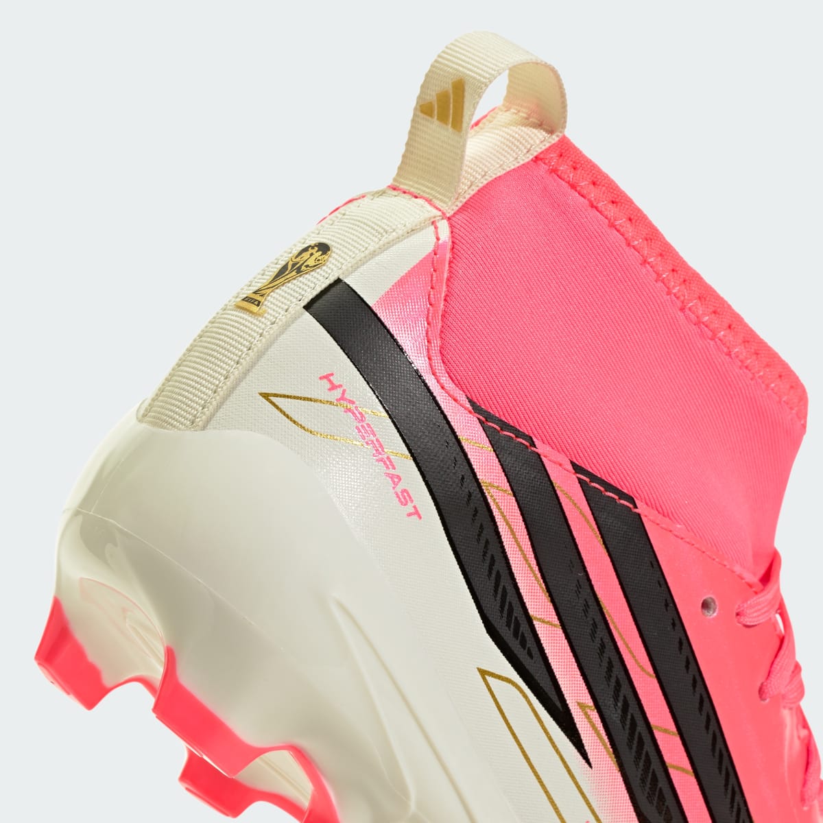 Adidas Kids' F50 Hyperfast League Mid Firm Ground Soccer Cleats Kids - Solar Turbo / Core Black / Gold Metallic - Image 10