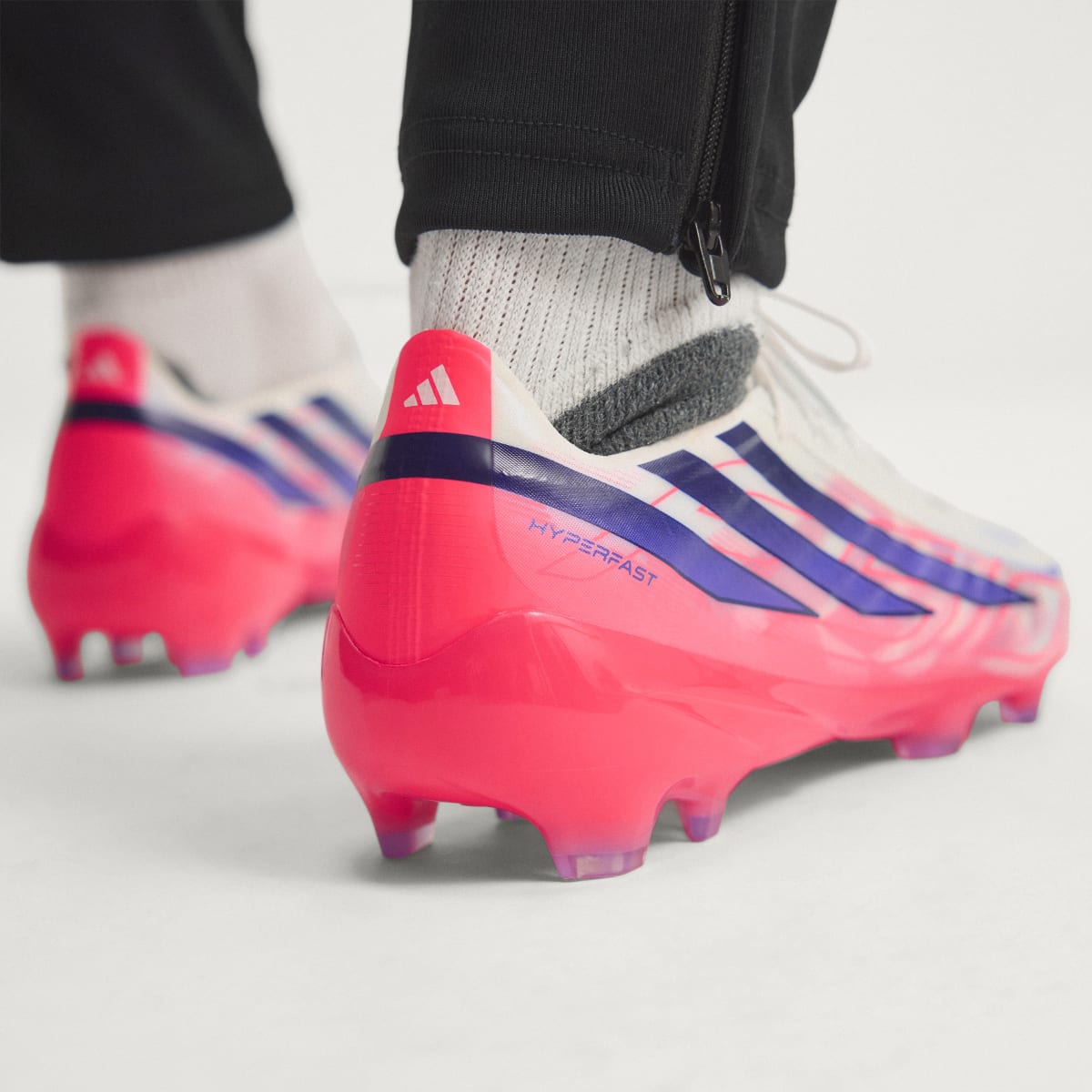 Adidas Women's F50 Hyperfast Pro Firm Ground Soccer Cleats - Cloud White / Solar Purple / Solar Turbo - Image 12