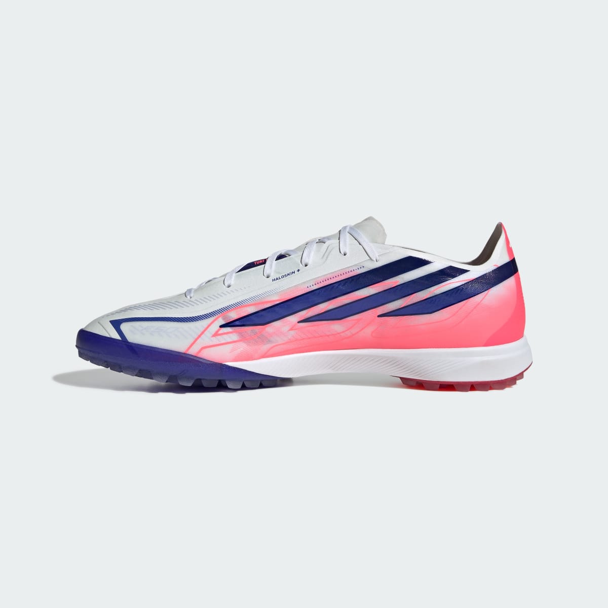 Adidas Men's F50 Hyperfast Pro Turf Soccer Cleats - Cloud White / Solar Purple / Solar Turbo - Image 7