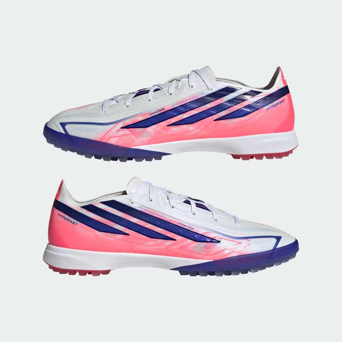 Adidas Men's F50 Hyperfast Pro Turf Soccer Cleats - Cloud White / Solar Purple / Solar Turbo - Image 8