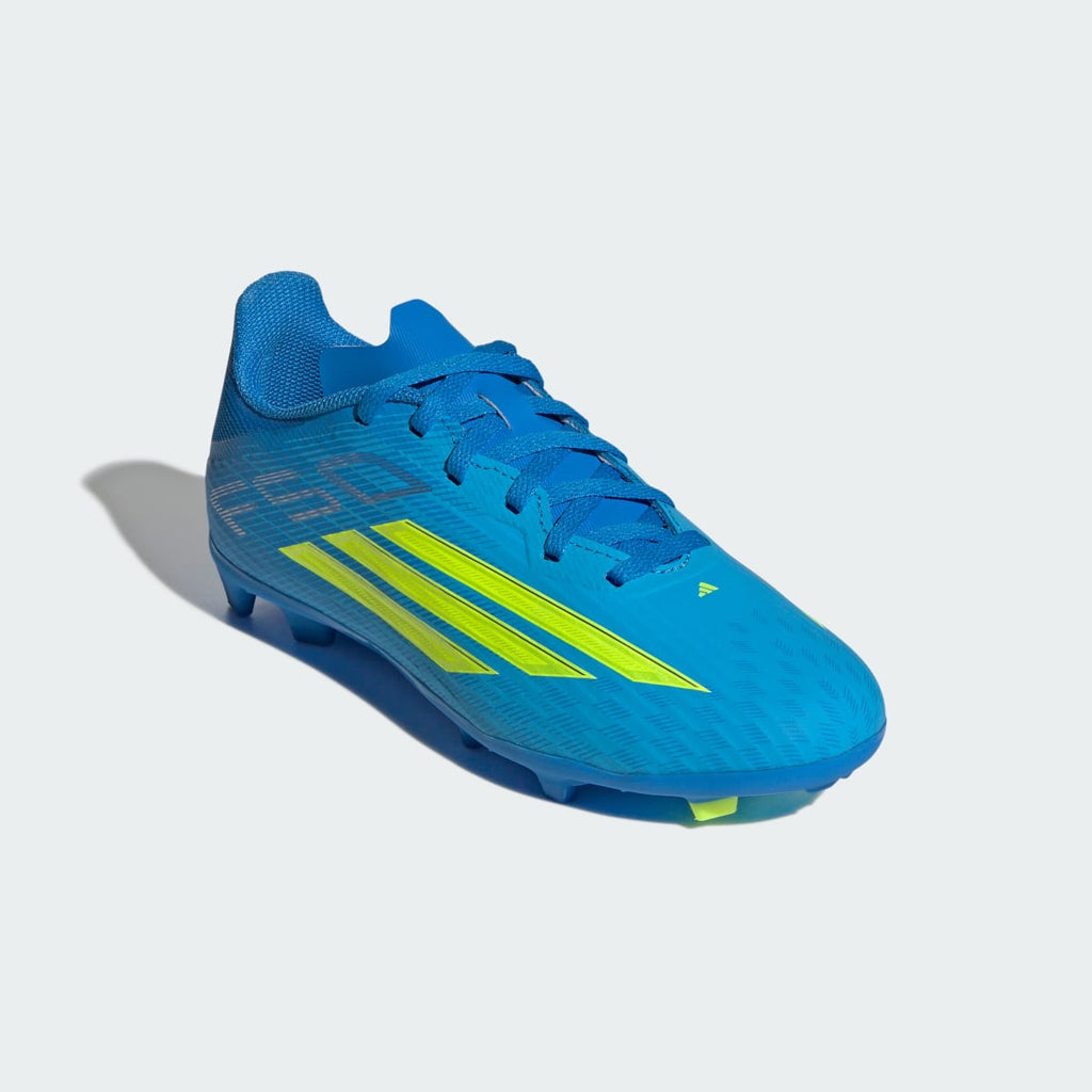 Adidas Kids' F50 LEAGUE Firm Ground / Multi Ground Soccer Cleats Kids - Lucid Ray Blue / Team Solar Yellow 2 / Lucid Aquamarine - Image 5