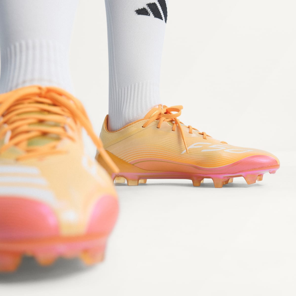 Adidas Men's F50 MESSI ELITE Firm Ground Soccer Cleats - Ice Tangerine / Gold Metallic / Pure Tangerine - Image 11